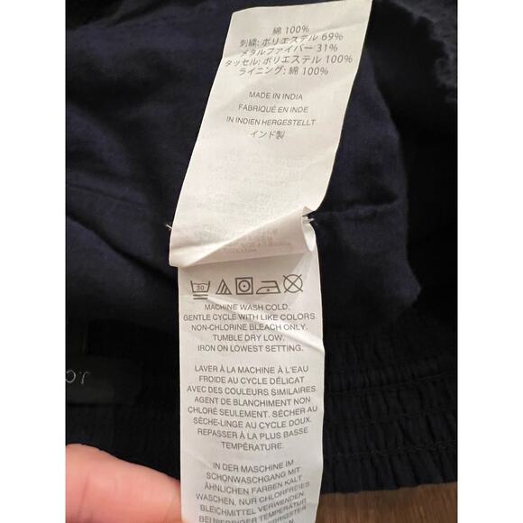 J. Crew Women's Navy Metallic Gold Pineapple Drawstring Casual Shorts Small - Picture 5 of 12